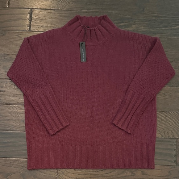360 Cashmere Mock Neck Sweater – 100% Cashmere – Size M – NWT - Wine - Picture 1 of 6